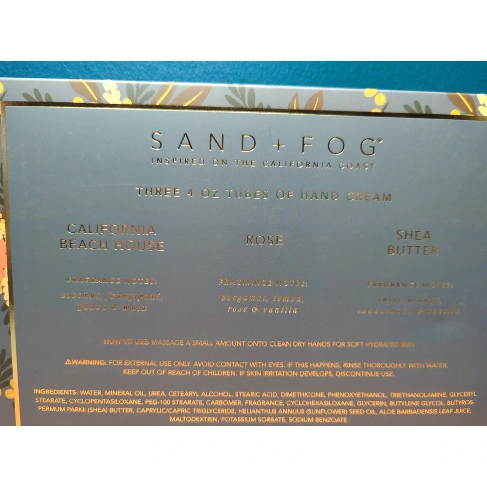 Sand + Fog Hand Cream Set: Shea Butter, Rose, California Beach House Exp 6/27